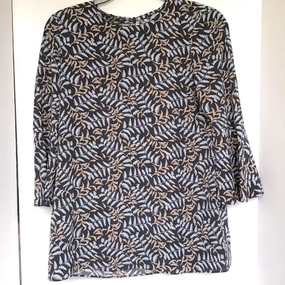Lafayette 148 NY Silk Blouse Navy Print Small - Picture 1 of 5